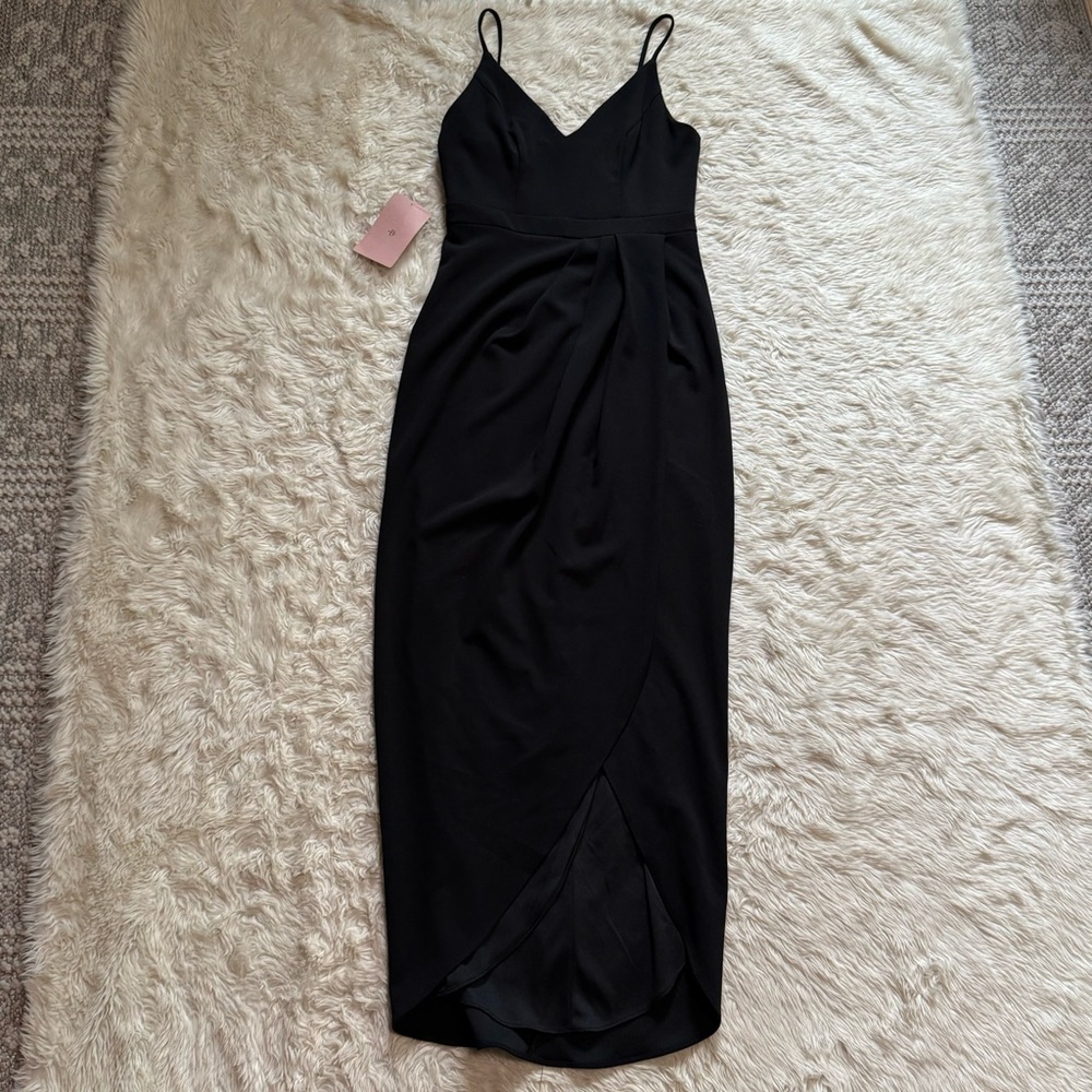 NWT Anthropologie BHLDN Lyra Faux Wrap Dress in Black - Size 4 - Picture 3 of 7